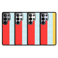 Grille abstraite rouge, bleue, jaune