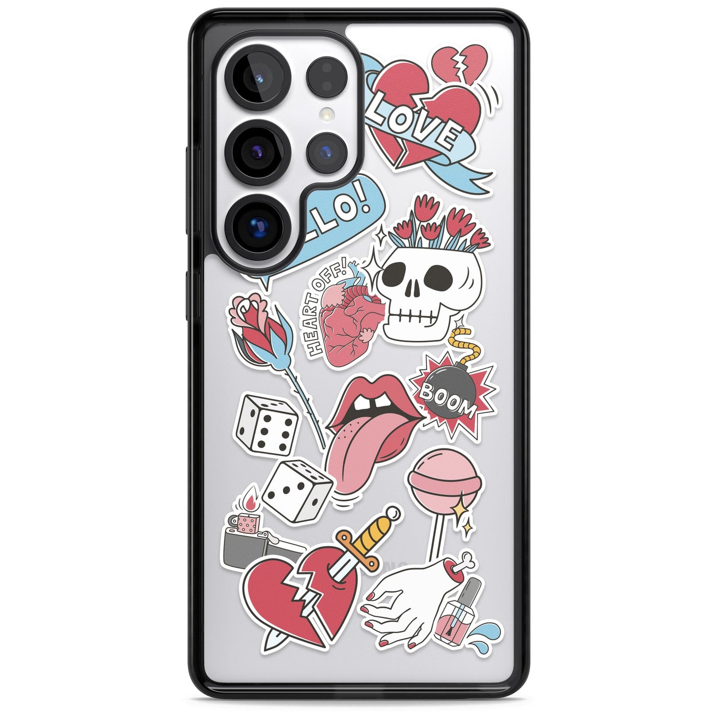 Autocollants Crâne et Fleurs