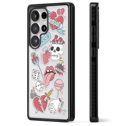 Autocollants Crâne et Fleurs