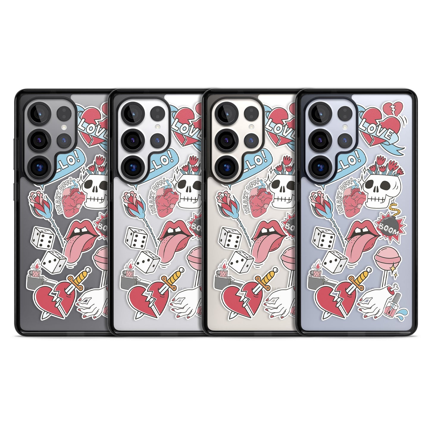 Autocollants Crâne et Fleurs